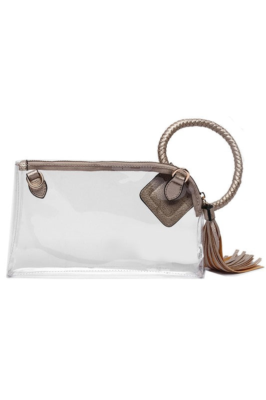 See Thru Transparent Clear Cuff Handle Clutch 