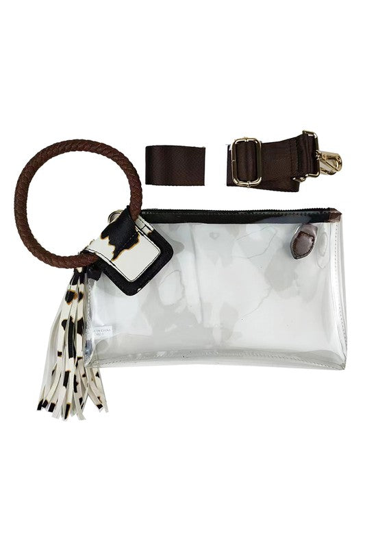 See Thru Transparent Clear Cuff Handle Clutch 