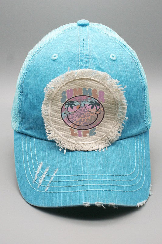 Summer Life Smiley Patch Trucker Hat