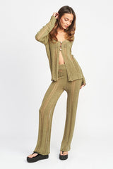 Laddered High Waist Flare Pant