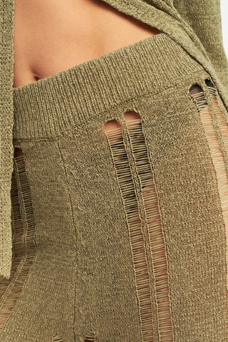Laddered High Waist Flare Pant