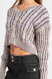 Contrasted Cable Knit Sweater Top