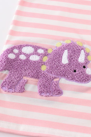 Pink Dinosaur French Knot Girls Dress