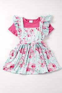 Hot Pink Floral Strap Skirt Set