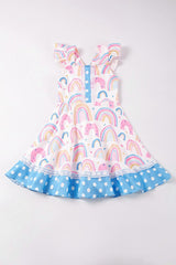 Rainbow Print Ruffle Twirl Dress