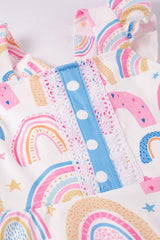 Rainbow Print Ruffle Twirl Dress
