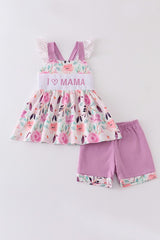 Purple Floral I Love Mama Embroidery Set 