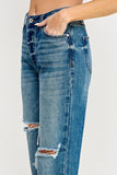 High Rise Distressed Cuffed Jeans