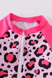 Pink Leopard Ruffle Girl Swimsuit