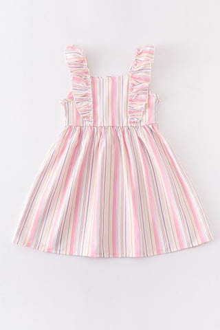 Multicolored Stripe Ruffle Dress