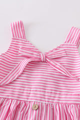 Pink Stripe Print Girl Dress