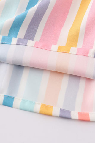 Multicolored Stripe Orange Peach Smocked Dress