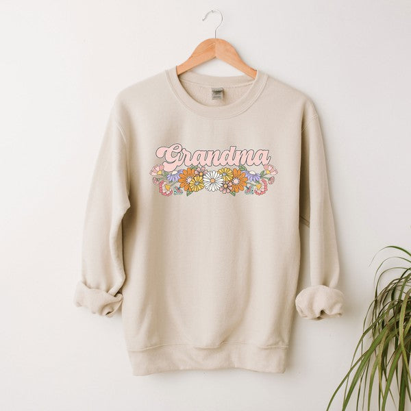 Grandma Flowers Grunge Graphic Sweatshirt