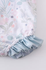 Green Floral Print Ruffle Girl Swimsuit