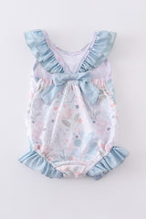 Green Floral Print Ruffle Girl Swimsuit