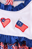 Navy Patriotic Flag Embroidery Girl Set