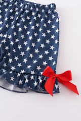 Red Patriotic Flag Applique Girl Set