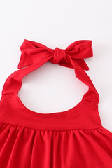 Red Patriotic Flag Applique Girl Set