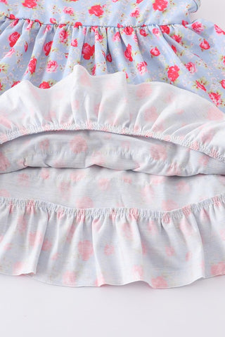 Pink Floral Print Girl Dress