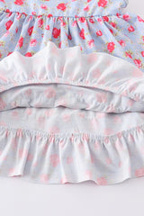Pink Floral Print Girl Dress
