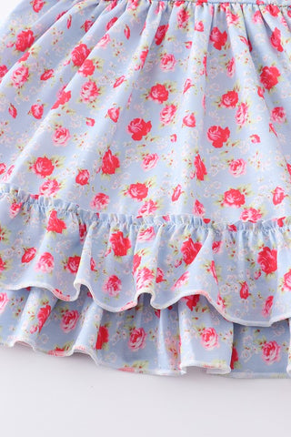 Pink Floral Print Girl Dress
