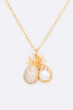 CZ Pineapple Pearl Pendant Necklace