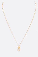 CZ Pineapple Pearl Pendant Necklace