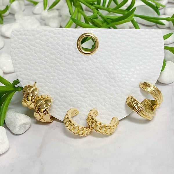 Special Edition Textured Hoop Earrings Set Of 3