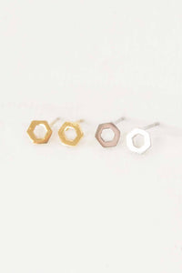 Hexagon Outline Stud Earrings