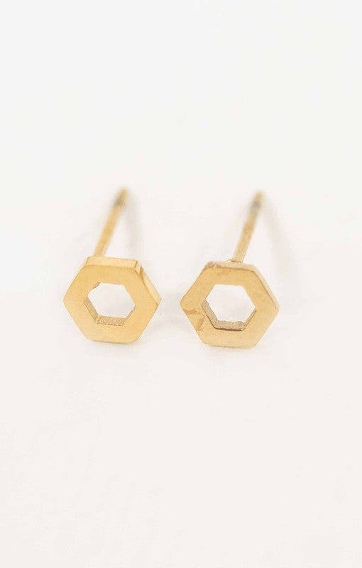 Hexagon Outline Stud Earrings