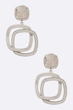 Double Square Drop Iconic Clip On Earrings