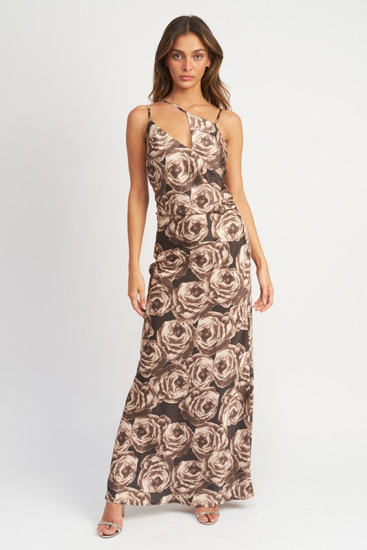 Asymmetrical Neck Maxi Dress