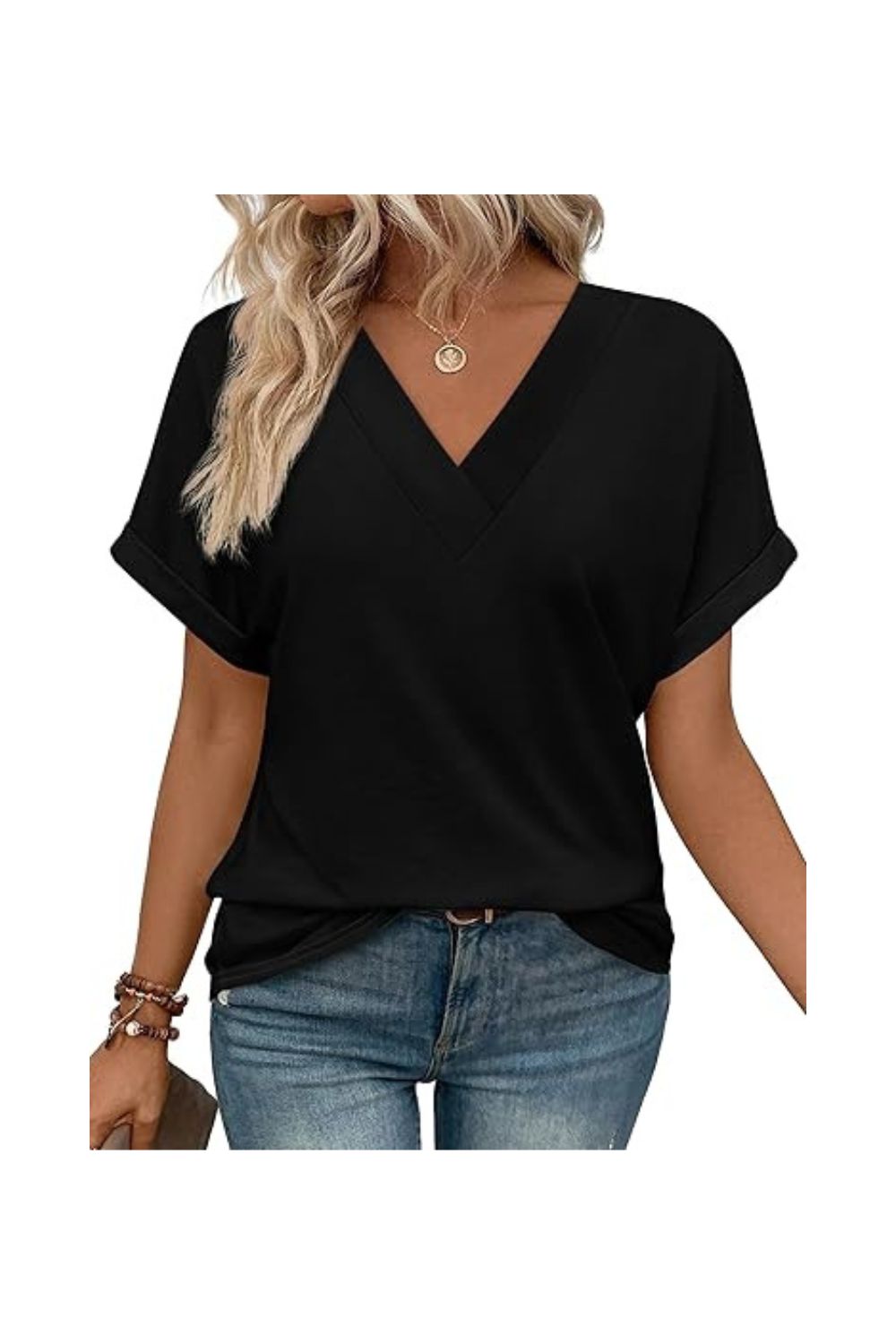 Trendy Women's Summer V-Neck Dolman Sleeve Tops 2025