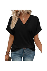 Trendy Women's Summer V-Neck Dolman Sleeve Tops 2025