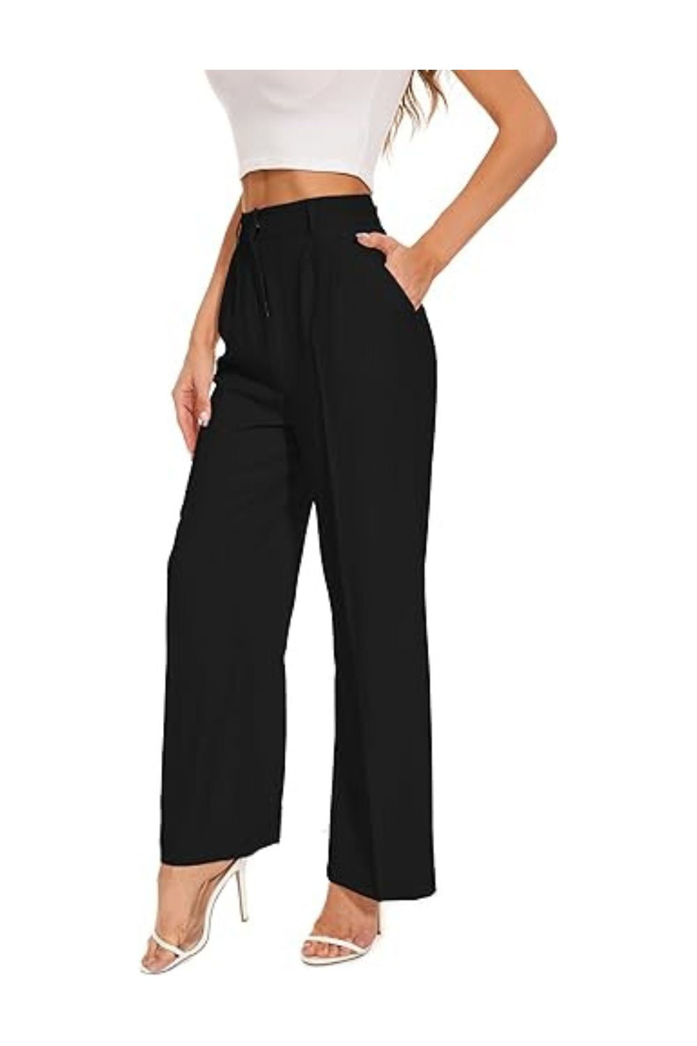 Trendy Women's Wide Leg High Elastic Waist Business Pants