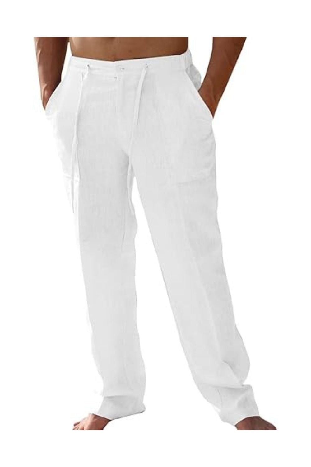 Trendy Men's Casual Linen Pants Loose Fit Drawstring