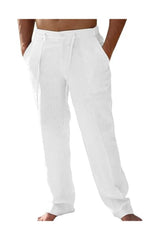 Trendy Men's Casual Linen Pants Loose Fit Drawstring