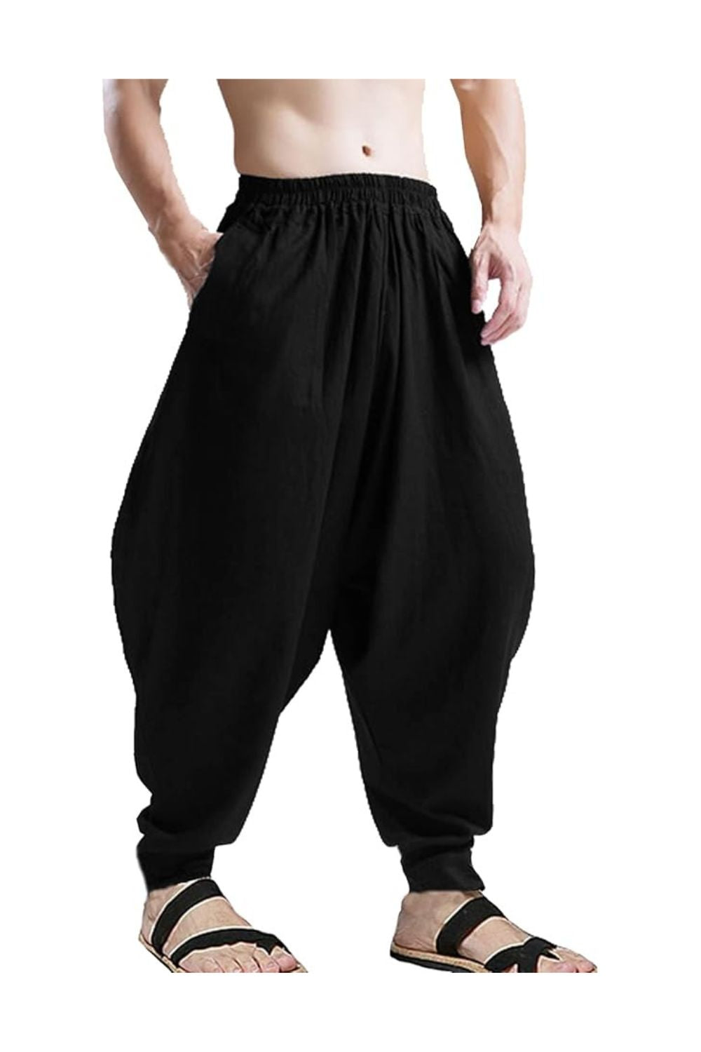 Trendy Men's Loose Harem Pants Stretchy Casual Trousers
