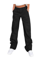 Trendy High Waisted Baggy Cargo Pants with Pockets
