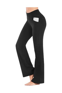 Trendy High Waist Bootcut Yoga Pants with Pockets