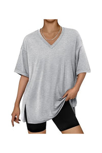 Trendy Women's Oversized V-Neck Workout Plus Size T-shirts