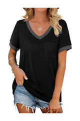 Trendy Women's V-Neck Short Sleeve Casual Tops