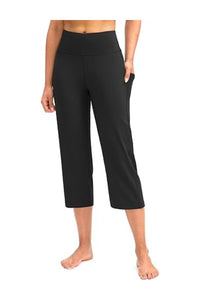 Trendy High Waist Capri Yoga Pants with Pockets
