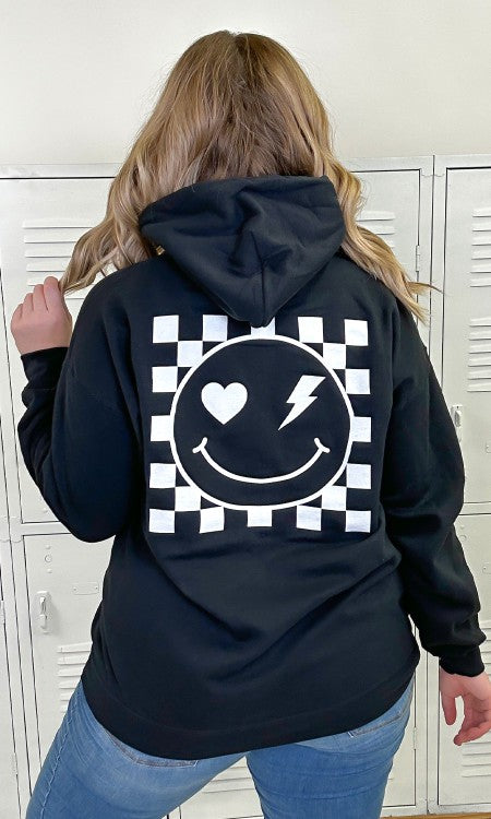 Essentials Smiley Checkerboard Graphic Hoodie