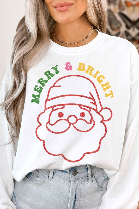 Merry and Bright Santa Graphic Sweatshirt