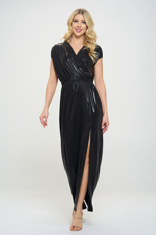 Made in USA Sleeveless Metallic Maxi Dress