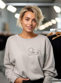 Essentials She Is Proverbs Graphic CrewNeck Sweatshirt