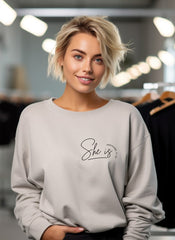 Essentials She Is Proverbs Graphic CrewNeck Sweatshirt