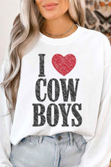 I Love Cowboys Western Country Graphic Sweatshirt