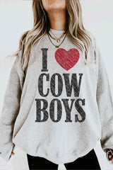 I Love Cowboys Western Country Graphic Sweatshirt